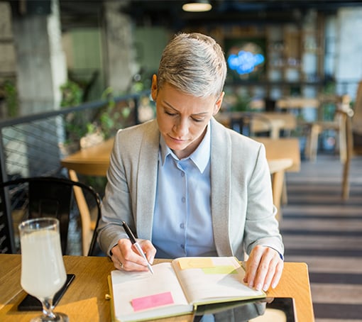 businesswoman preparing a business plan