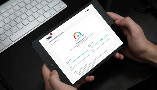 Close-up of an IPad showing the results of a BDC digital maturity assessment