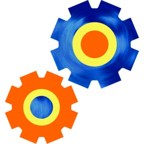 Illustration of industrial gears turning