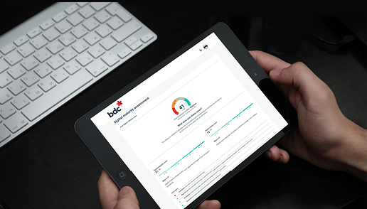Close-up of an IPad showing the results of a BDC digital maturity assessment