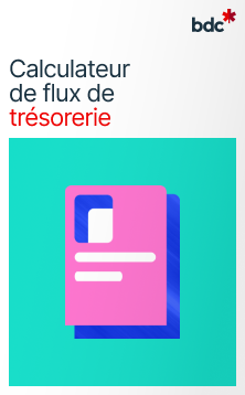 Illustration d'un document papier aux couleurs vives avec texte Calculateur de flux de trésorerie