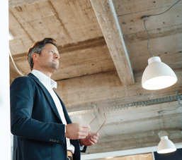 Man visiting new office space