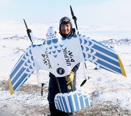 kirt ejesiak holding one of his drones