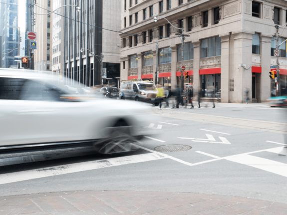 electric white car in movement 