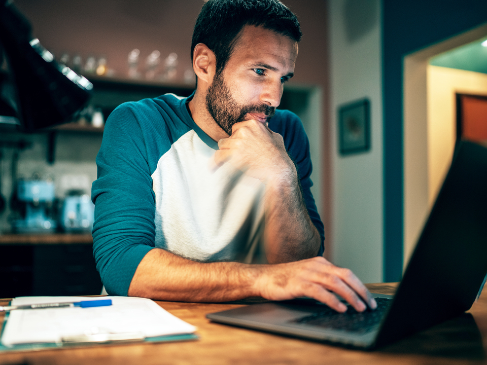 Man working late on his laptop