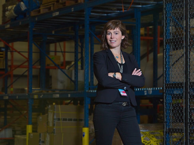 Heather Stewart, owner of BBE Expediting Ltd., in her warehouse